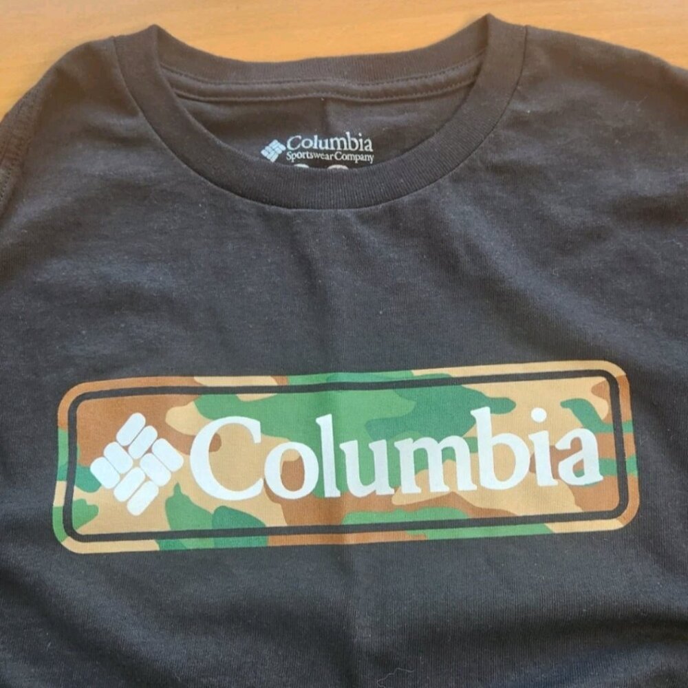 Columbia Camo Logo Long Sleeve T Shirt Mens XL Outdoor Streetwear Black